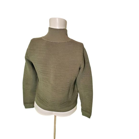Belford Olive Green Pima Cotton Sweater Textured Cardigan collared Button Sz XS - Picture 4 of 5